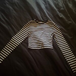 Wild Fable Black and White Striped Crop Top